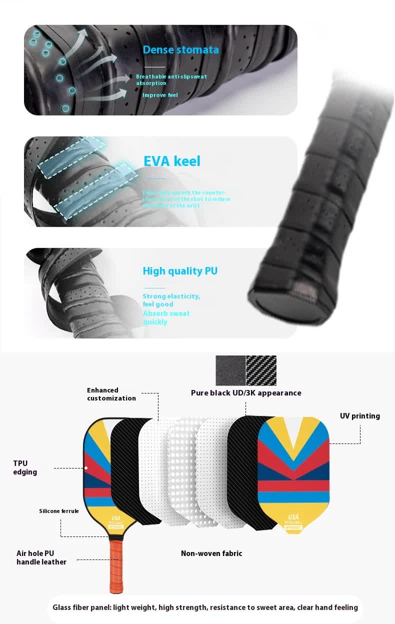 Style 1 Colorful Geometric Patterns Fiberglass Pickleball Paddle Set - 2 Paddles, 4 Balls, and Portable Carry Bag for Outdoor Play