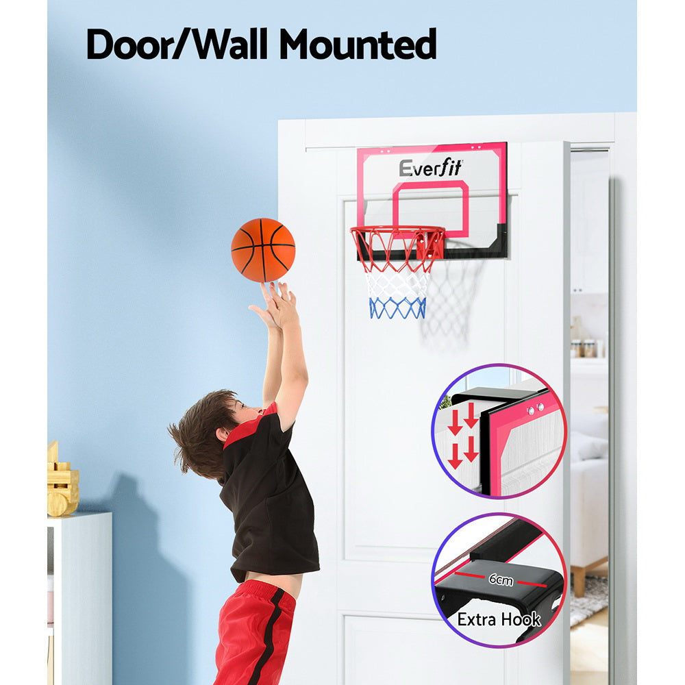 Everfit 23 Mini Basketball Hoop Backboard Door Wall Mounted Sports Kids Red"