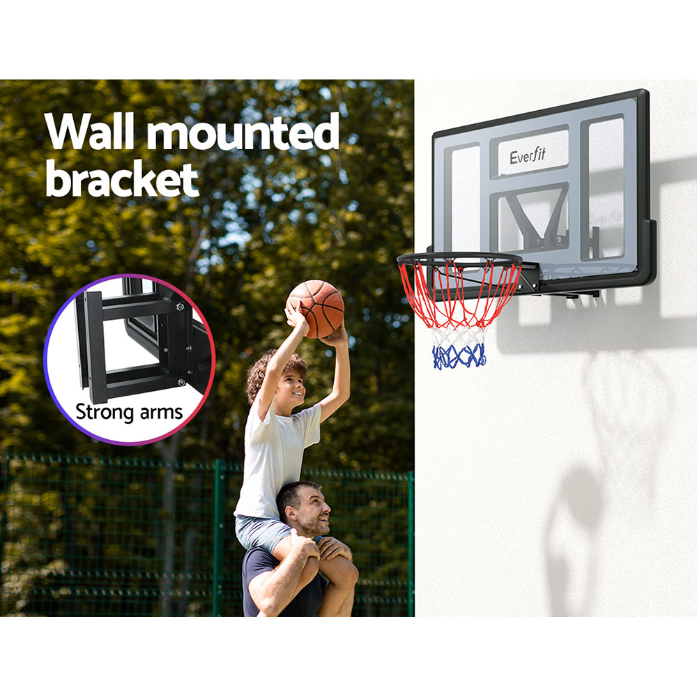 Everfit 45 Basketball Hoop Backboard Wall Mounted Ring Net Sports Pro System"