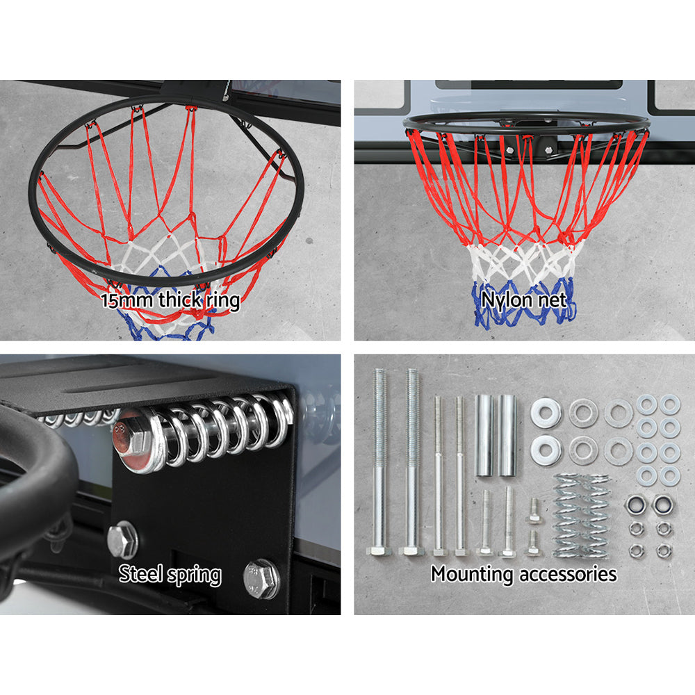 Everfit 45 Basketball Hoop Backboard Wall Mounted Ring Net Sports Pro System"